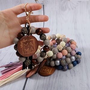 New MaMa Wooden/Leather Tassel Keychains